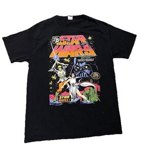 Star Wars Movie Promo TShirt Adult M Black Mad Engine Luke Skywalker Darth Vader